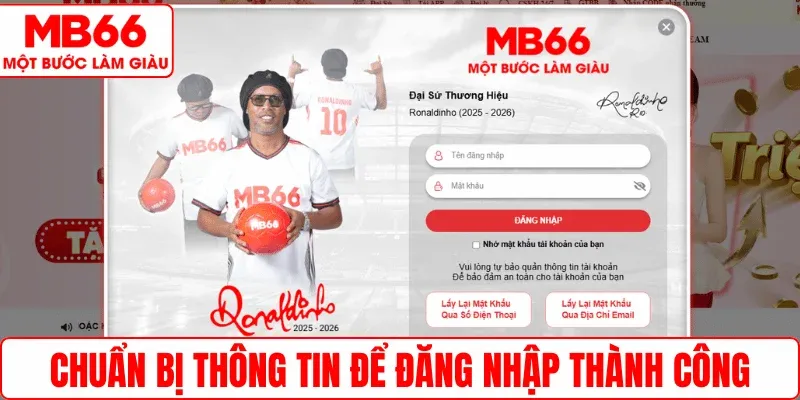 Chuẩn bị thông tin để đăng nhập thành công