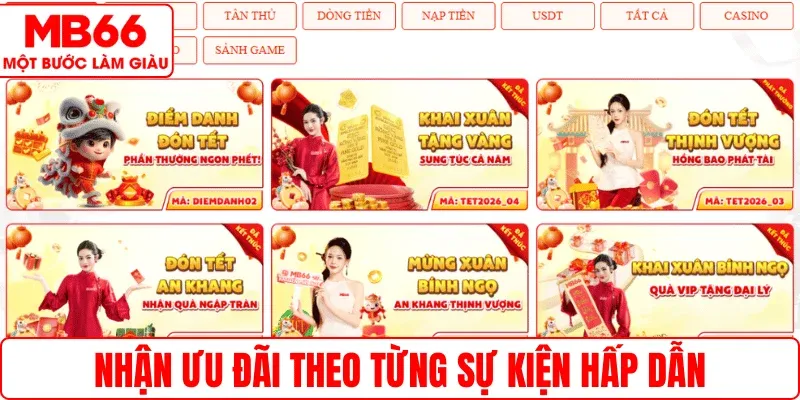 Nhận ưu đãi theo từng sự kiện hấp dẫn